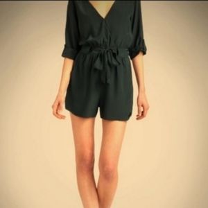 Olive Green Silk Romper